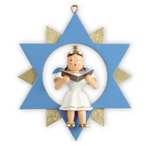 blank-engel-im-stern-farbig-holzfigur-handbemalt image 1
