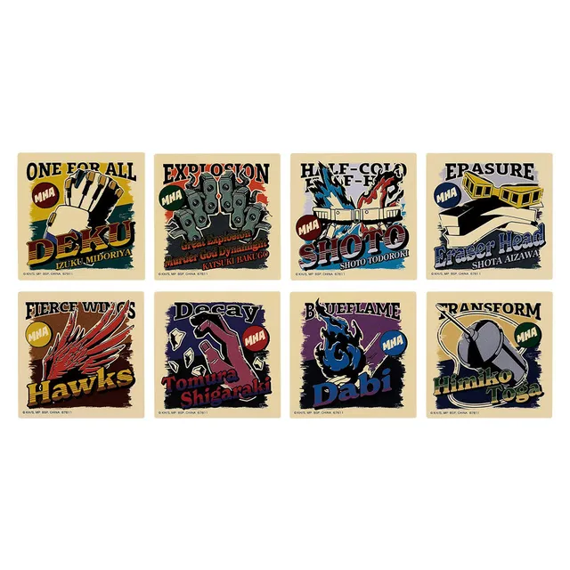 my-hero-academia-sticker-set-retro-style-8-sticker-5x5-cm image 1