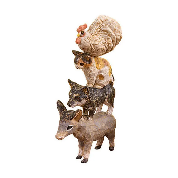 kameco-bremer-stadtmusikanten-figur-mio-hashimoto-wood-carving image 1
