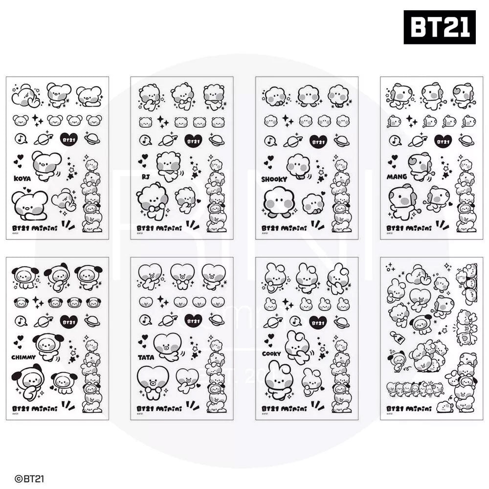 bt21-minini-tata-tattoo-stickerbogen-water-decal image 2