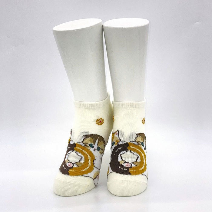 mofusand-donut-nyan-socken-36-40-creme-kurzsocken image 2